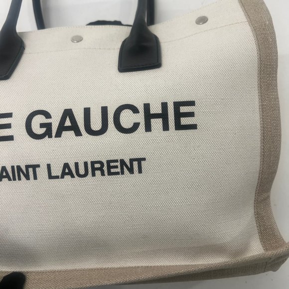 Saint Laurent Beige Canvas Linen Small Rive Gauche Tote - Picture 12 of 13